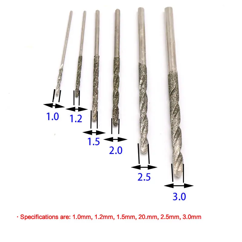 5 pezzi HSS Mini punte elicoidali in acciaio ad alta velocità Set 0.8-3.0mm per la lavorazione del legno plastica alluminio cristallo giada agata giada