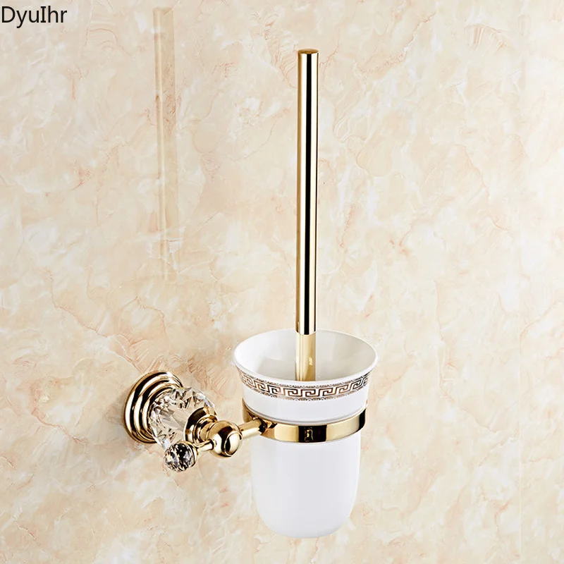 

DyuIhr stainless steel golden crystal toilet brush holder toilet cleaning toilet brush head storage bathroom accessories