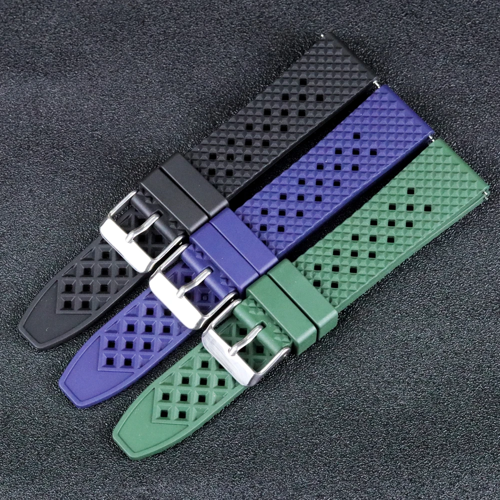 

New Fluorine Rubber Watch Strap Three Dimensional Honeycomb Design Quick Release Watchband Watch Accessories For 18mm 20mm 22mm