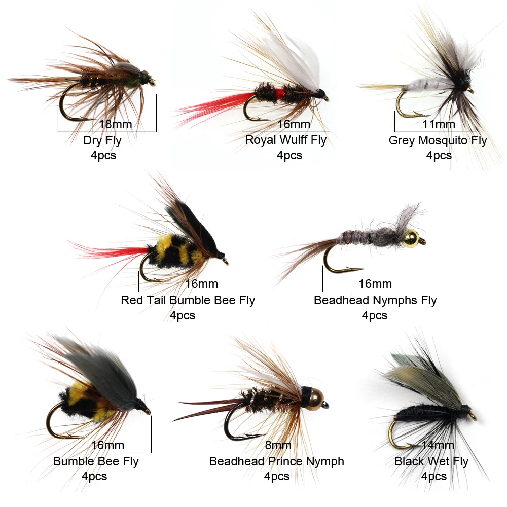 Vtwins  Insect Fly Beadhead Prince Nymph Wet Dry Flies Trout Fishing Lure Artificial Bait With Box Luya Fishing Tackle