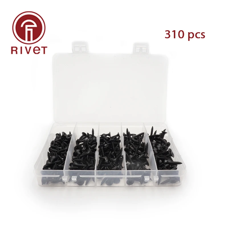 

310Pcs /1Set Drywall Screw Cross Flat Head Self-Tapping Phillips Countersunk Head Plasterboard Stem Wall Screw M3.5X20 M3.5X16