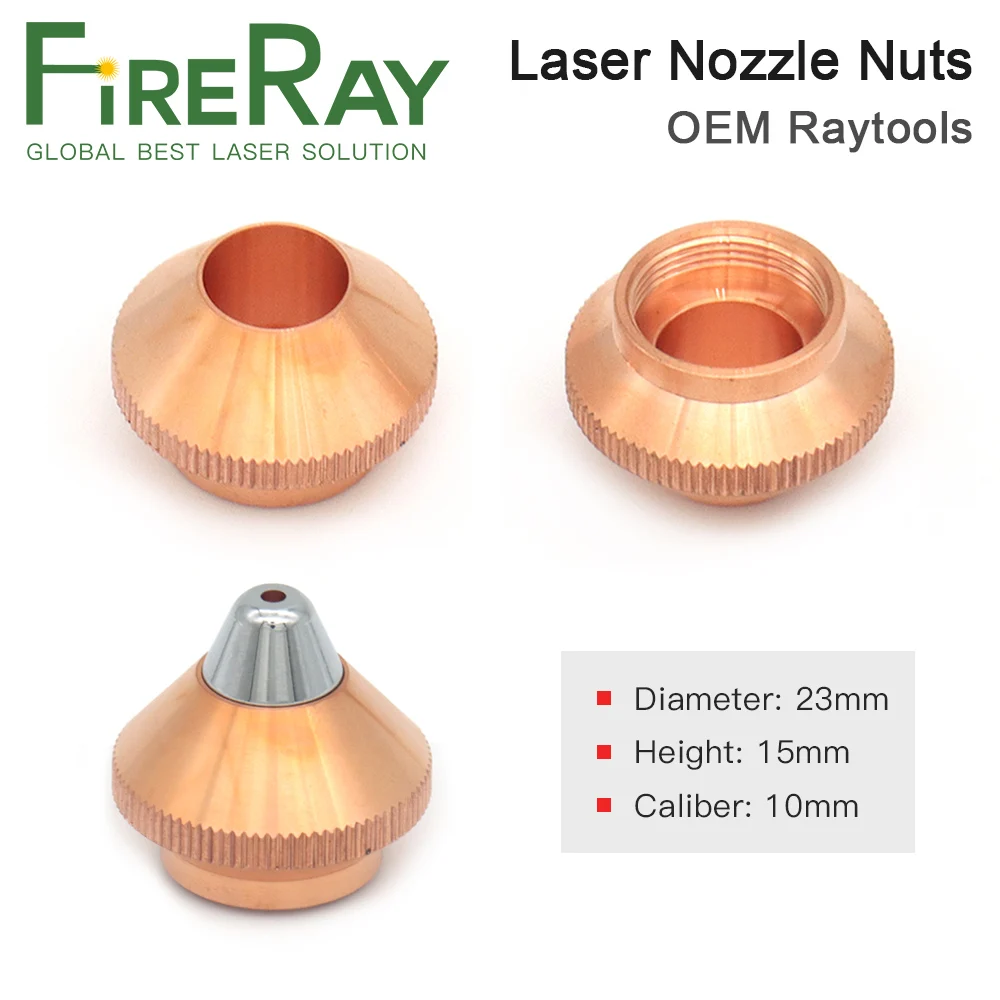 

FireRay Bullet Laser Nozzle Nuts Caliber 10mm Height 15mm For Fiber Laser Cutting Machine 1064nm