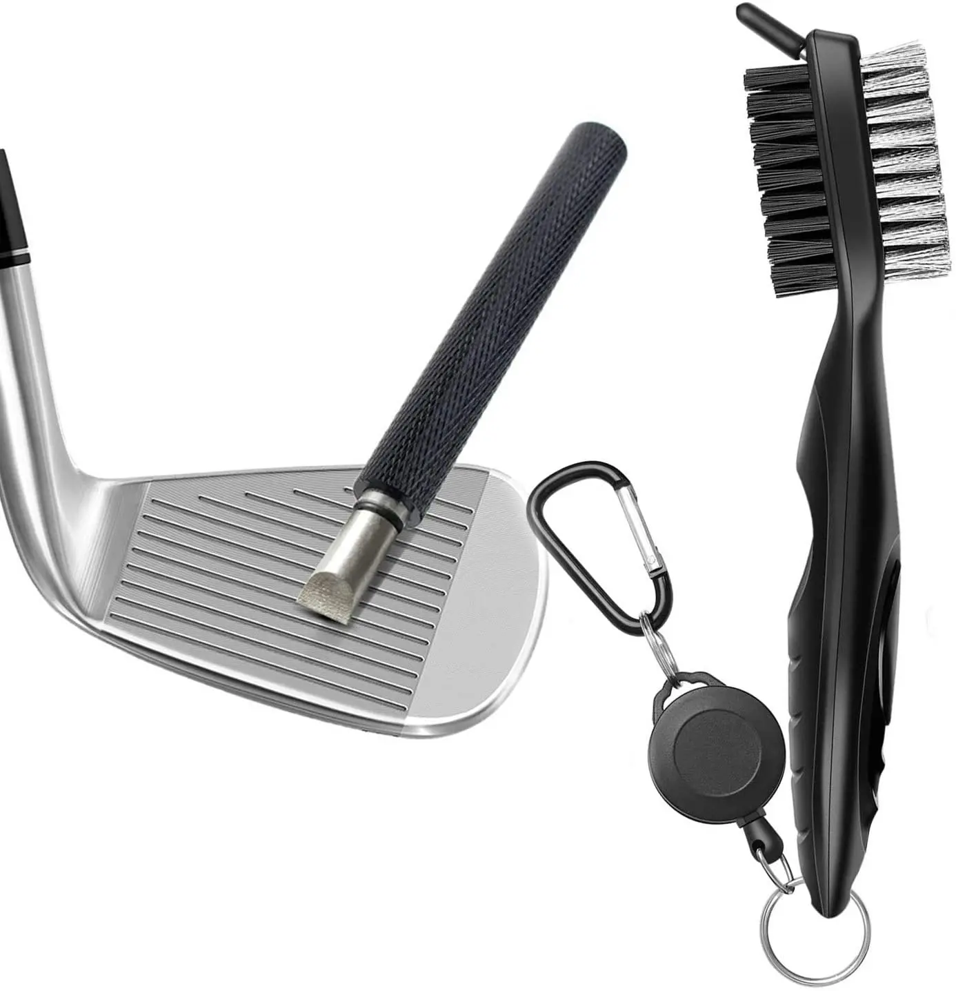 Golf Tool Set Golf Club Groove Sharpener and Retractable Golf Club Brush Re-Grooving Tool and Cleaner