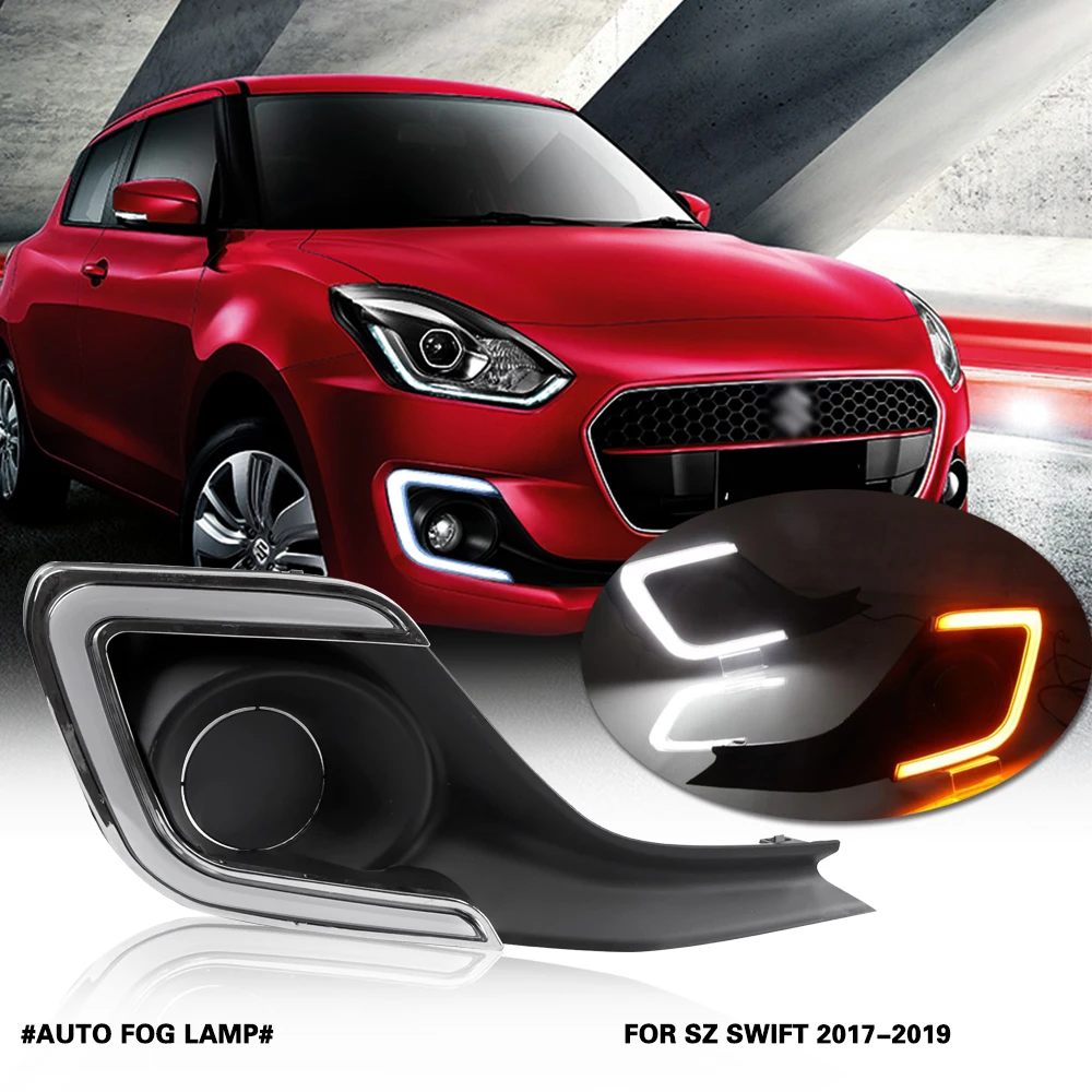 Dla Suzuki Swift 2017 2018 2019 , 2 kolor biały żółty niebieski, Led przednie lampy przeciwmgielne zestaw z kablami-1 para