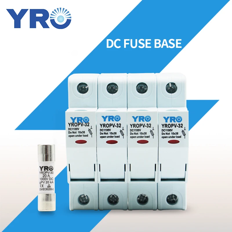 

DC 4P 1000V PV Solar Fuse Fusible 10x38MM gPV with LED Fuse Holder for Solar PV System Protection YROPV-32