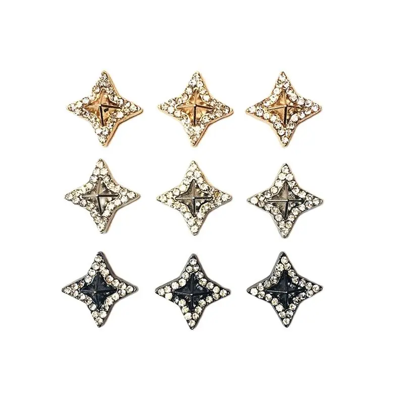 15mm Four Points Star Rhinestone Inlaid Rivet Cap Stud Leather Craft Wallet Belt Bag Shoe Clothes Trims Jewelry Accessories