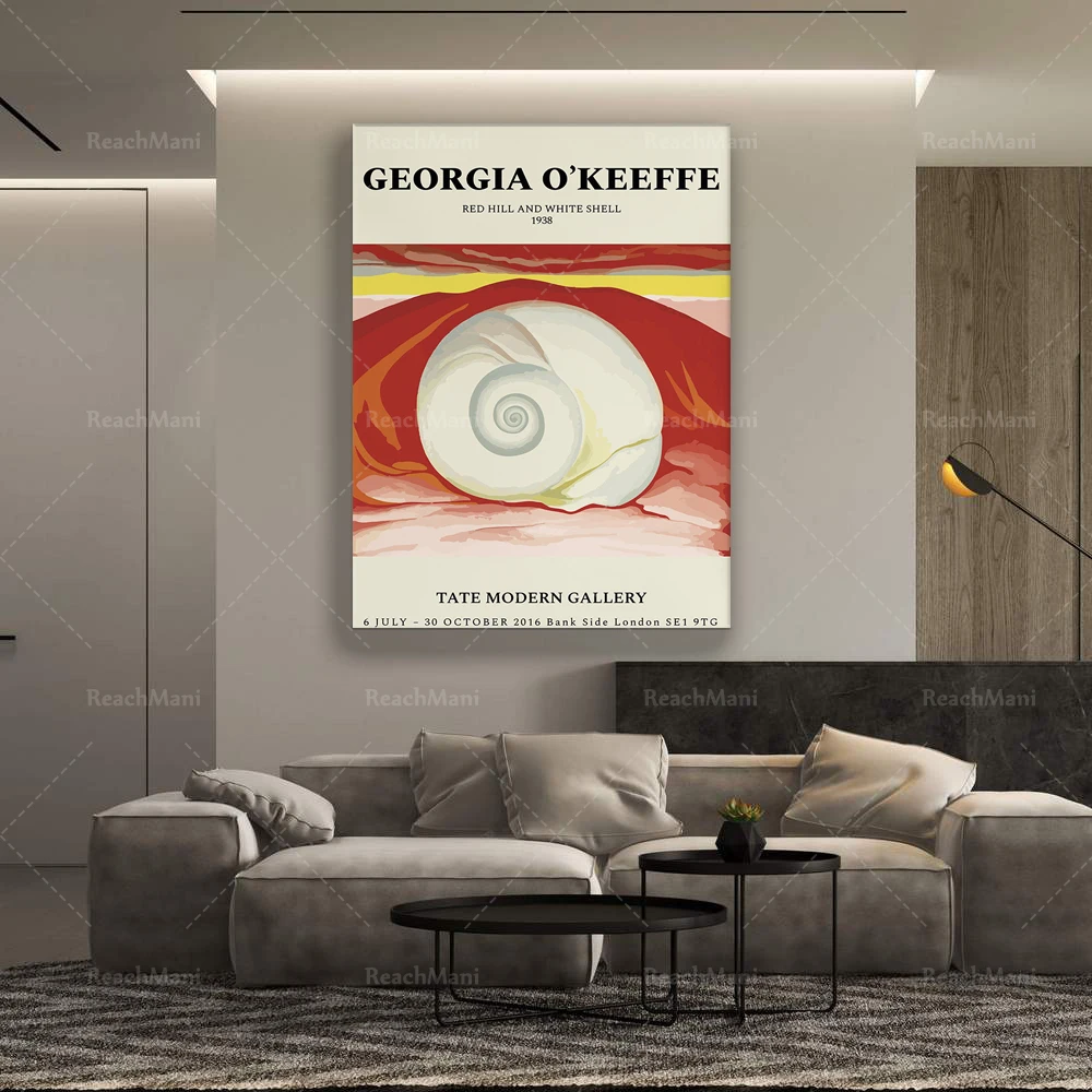 Georgia O'keeffe Red Hills With White Shells Exhibition Poster - Abstract Art Prints