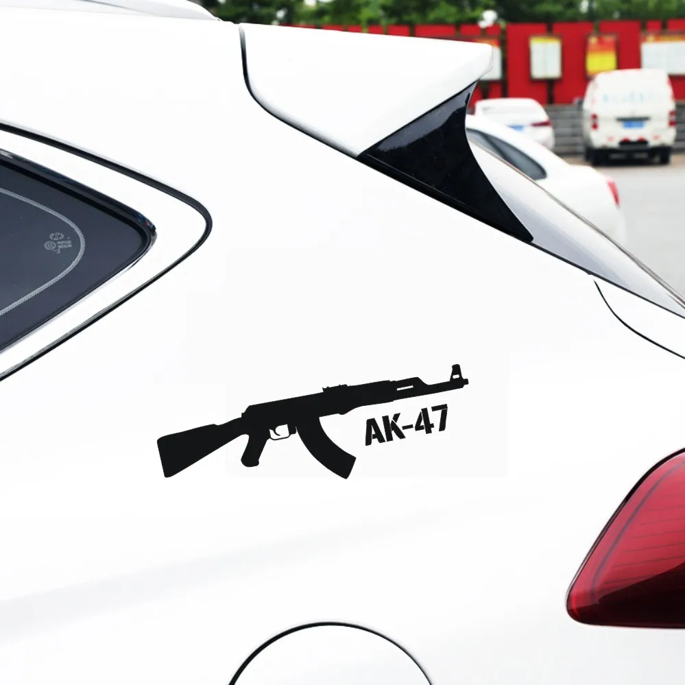 Funny Auto Accessories Car Sticker AK-47 Cartoon Gun Decoration Door Body Window Vinyl Stickers PVC 15cm X 4.4cm