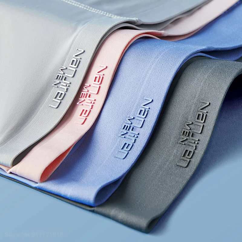 男性用ボクサーパンツ,快適なフラットパンツ,シルク,シームレス,ラージサイズ,3ユニット