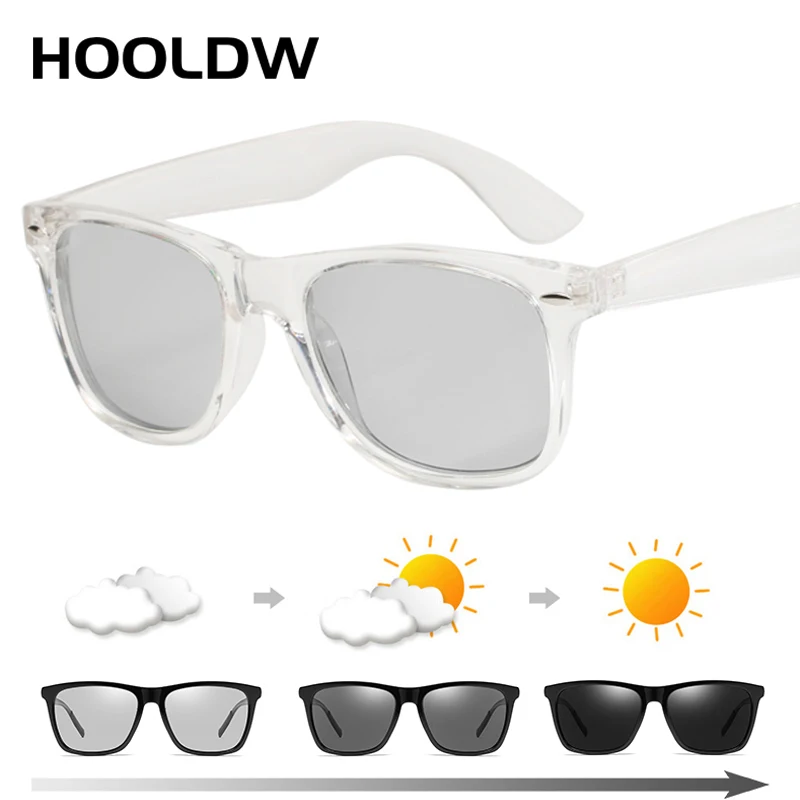 HOOLDW Photochromic Sunglasses Women Men Driving Anti-glare Goggle Polarized Sun glasses Chameleon Glasses Change Color Eyewear