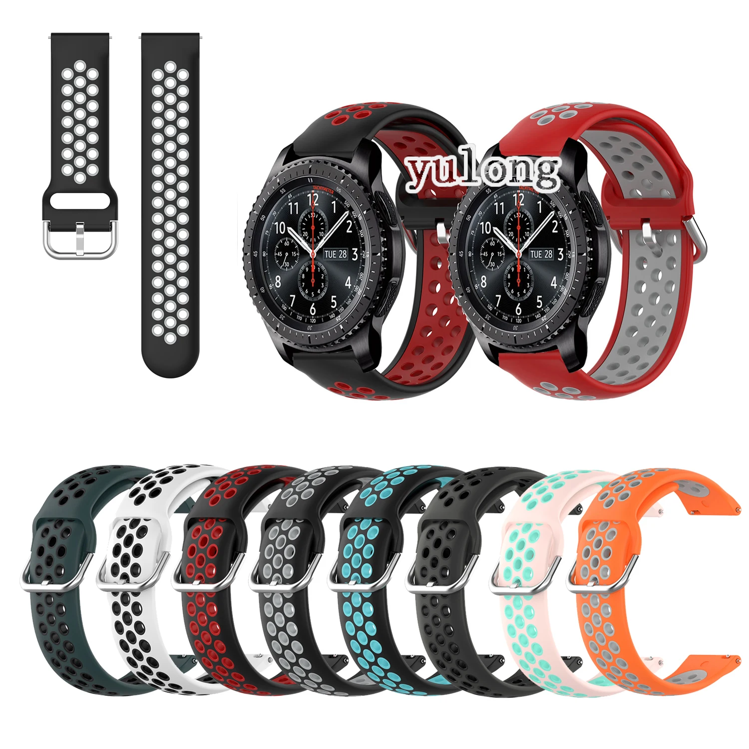 Sport Silicone Breathable Watch Band Strap For Samsung Gear S3 Watch 46mm Smart Watch 22mm Colorful Wristband For Watch3 45mm