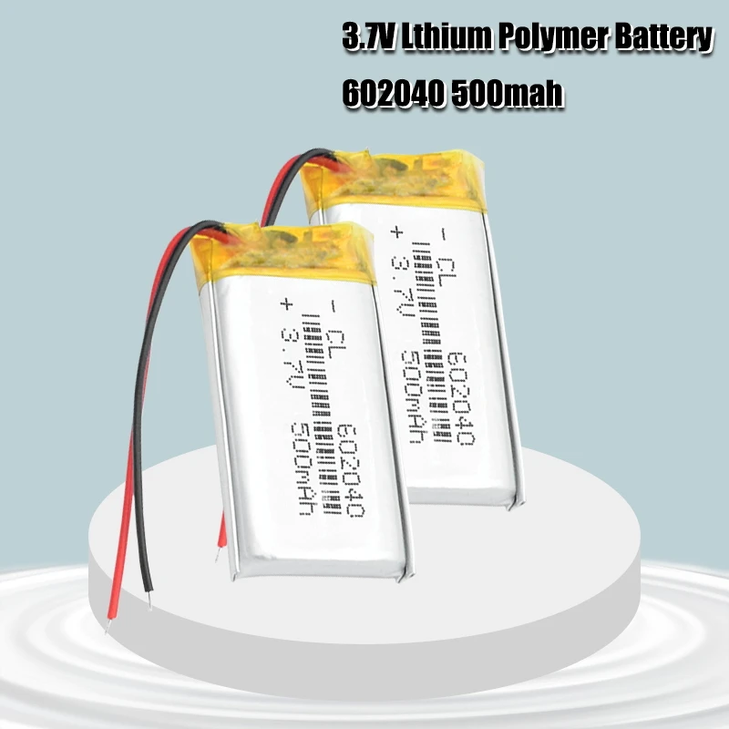 2020 New Arrival Hot High Quality 602040 3.7v 500mAh High Capacity Rechargeable Lithium Li-po Li-polymer Li Ion Battery