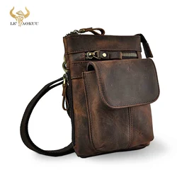 Mini bolsa mensageiro de couro original para homens, bolsa tiracolo masculina, design casual, bolsa de cintura de viagem, pequena, cinto de moda, 611-18