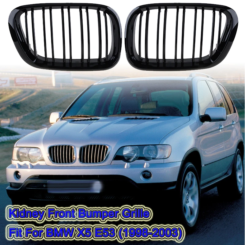 

Rhyming Front Bumper Kidney Grille Dual Slat Racing Air Intake Grill Fit For BMW E53 X5 1998 2000 2001 2002 2003 Car Accessories