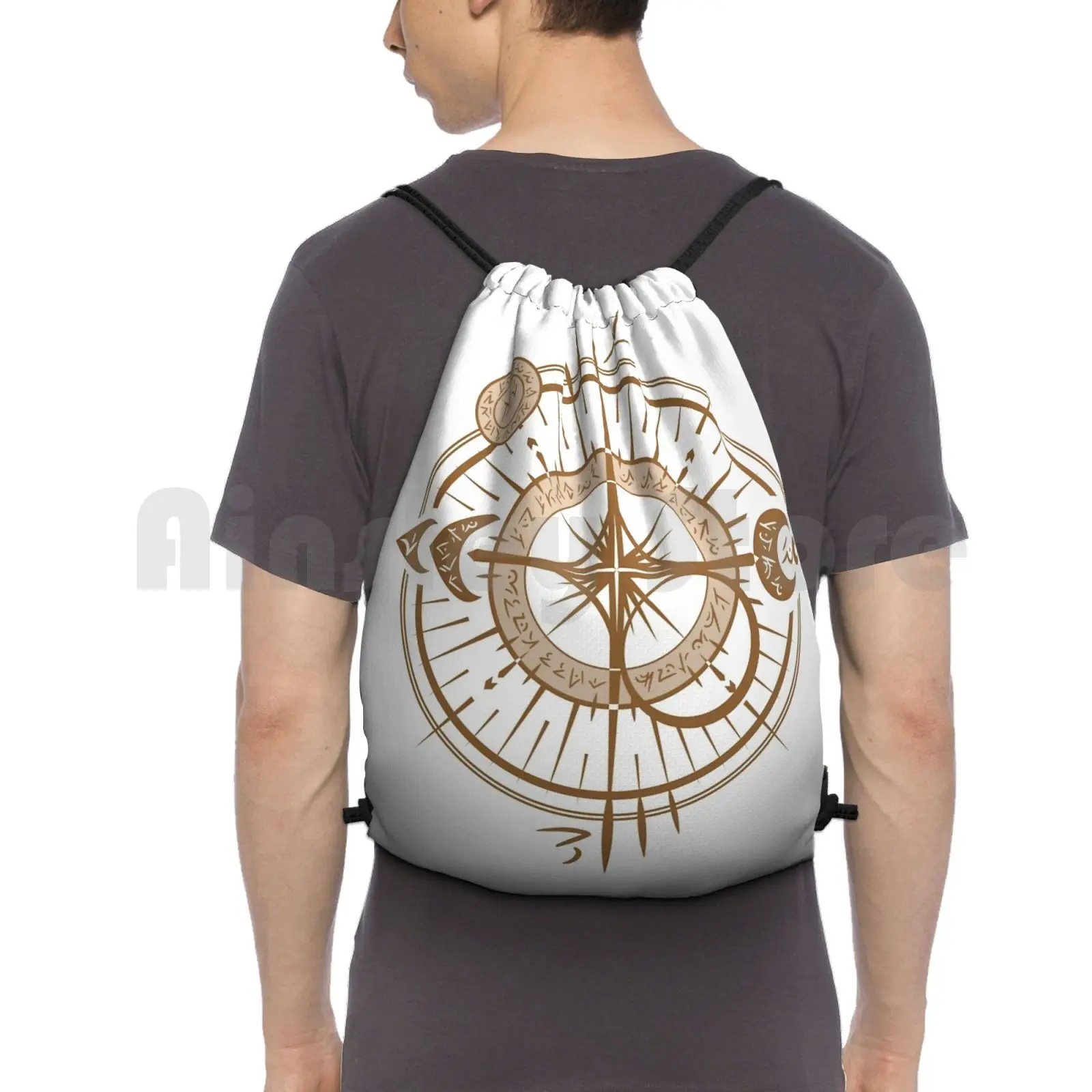

The Traveling Spell-Light Side-Backpack Drawstring Bags Gym Bag Waterproof Compass Rose Art Compass Rose Artwork Compass