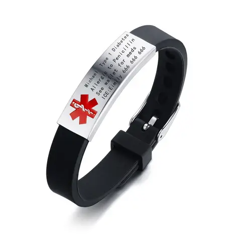 Vnox Engravable Medical Alert ID Armband DIABETES EPILEPSIE ALZHEIMER'S ALLERGIE SOS Frauen Männer Personalisierte Schmuck