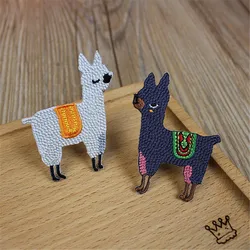 AHYONNIEX Embroidery Alpaca Patch White Cute Iron On Patches Badges For Clothes Fabric Stickers  DIY Applique Stripes Parch