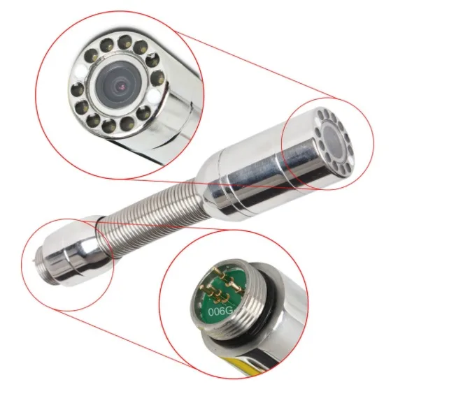 Cámara de vídeo de inspección de tuberías, 20m, 30m, 100M, cable de 5mm, Cables de sistema de endoscopio Industrial de tuberías de drenaje