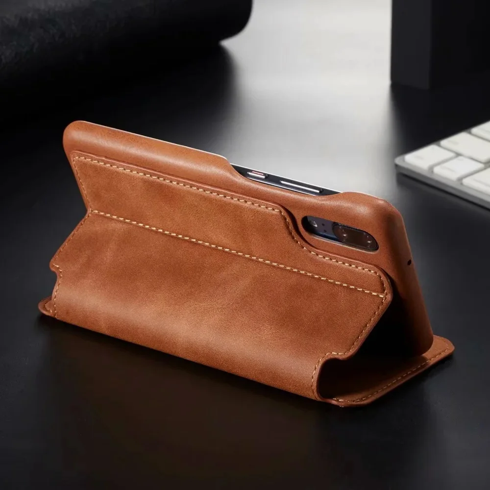 Retro Ultra Slim Leather Case Flip Cover for iPhone SE 11 Pro XS Max XR 8 7 6S 6 Plus Card Holder Stand Coque Capas PhoneProtect