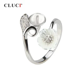 CLUCI Real Silver 925 Pure Flower Ring for Women Wedding Engagement Sterling Silver Adjustable Zircon Ring Jewelry Gift SR2048SB