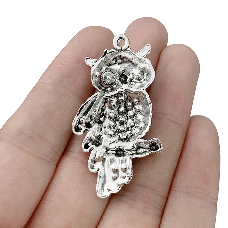 5 x Tibetan Silver Birds Owl With Rhinestone Charms Pendants for DIY Jewelry Necklace Making Findings Accessories 45x25mm