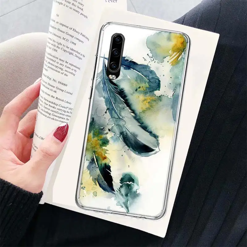 Luxury Gold Foil Peacock Feather Phone For Huawei P30 Lite P10 P20 P40 P50 Cover Mate 40 Pro 10 20 30 Capa Coque Shell