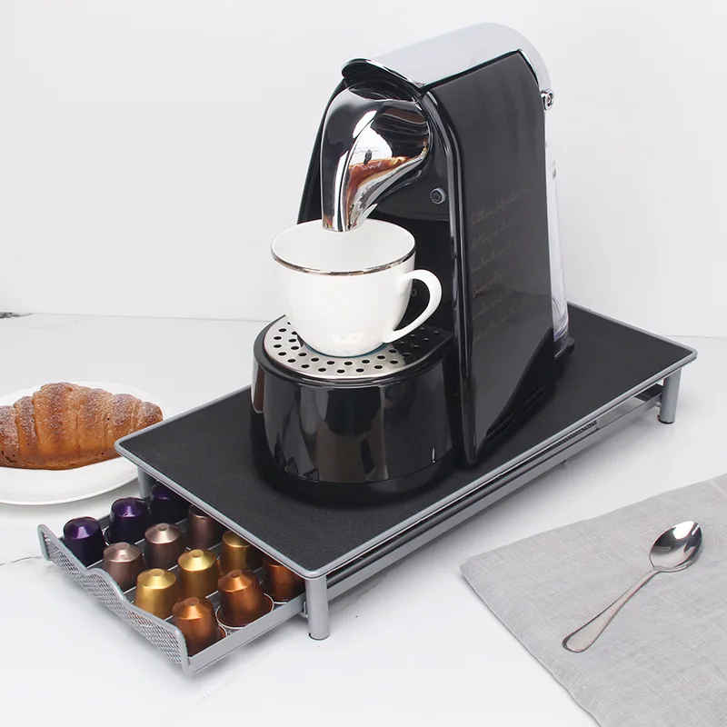 

40 Pods Nepresso Coffee Capsule Organizer Storage Stand Coffee Drawers Metal Holder For Coffee Capsule Drawer