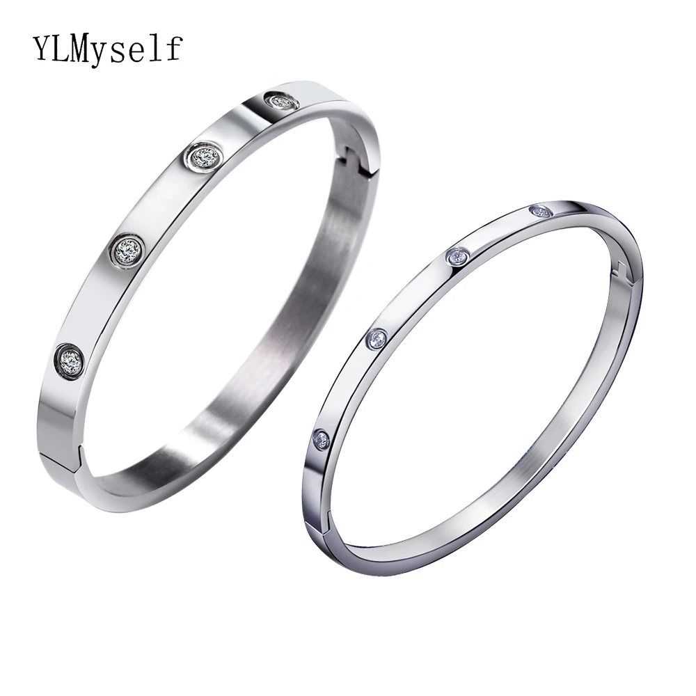 Couple Bracelet 316L Titnanium steel Bangle set Fast shipping Gent/Lady Sizes Strict Stainless Cuff Bangles Sets for lover