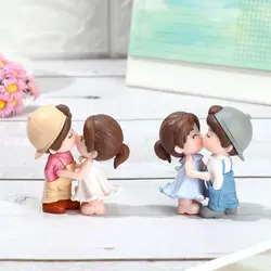 2pcs/pair Cute Lovers Ornaments Sweet Dance Couple Figurines Miniature Craft Decoration Fairy Garden Decor Home Wedding