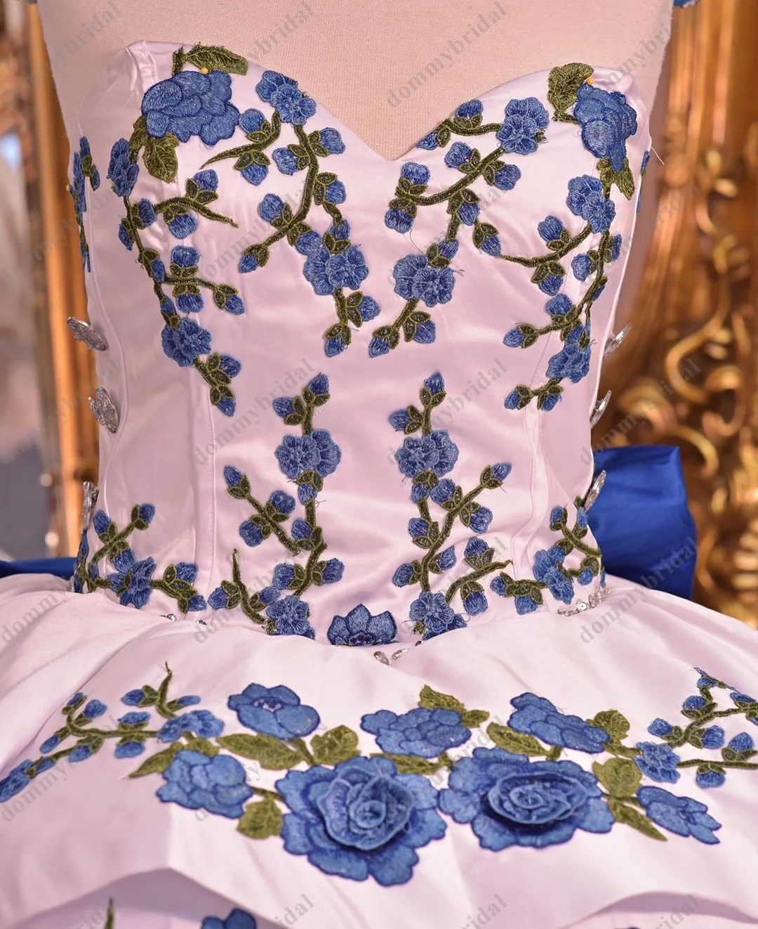 Robe De bal en Satin bleu Royal et blanc, à fleurs 3D, en dentelle, 15 Anos, Quinceanera, collection 2022