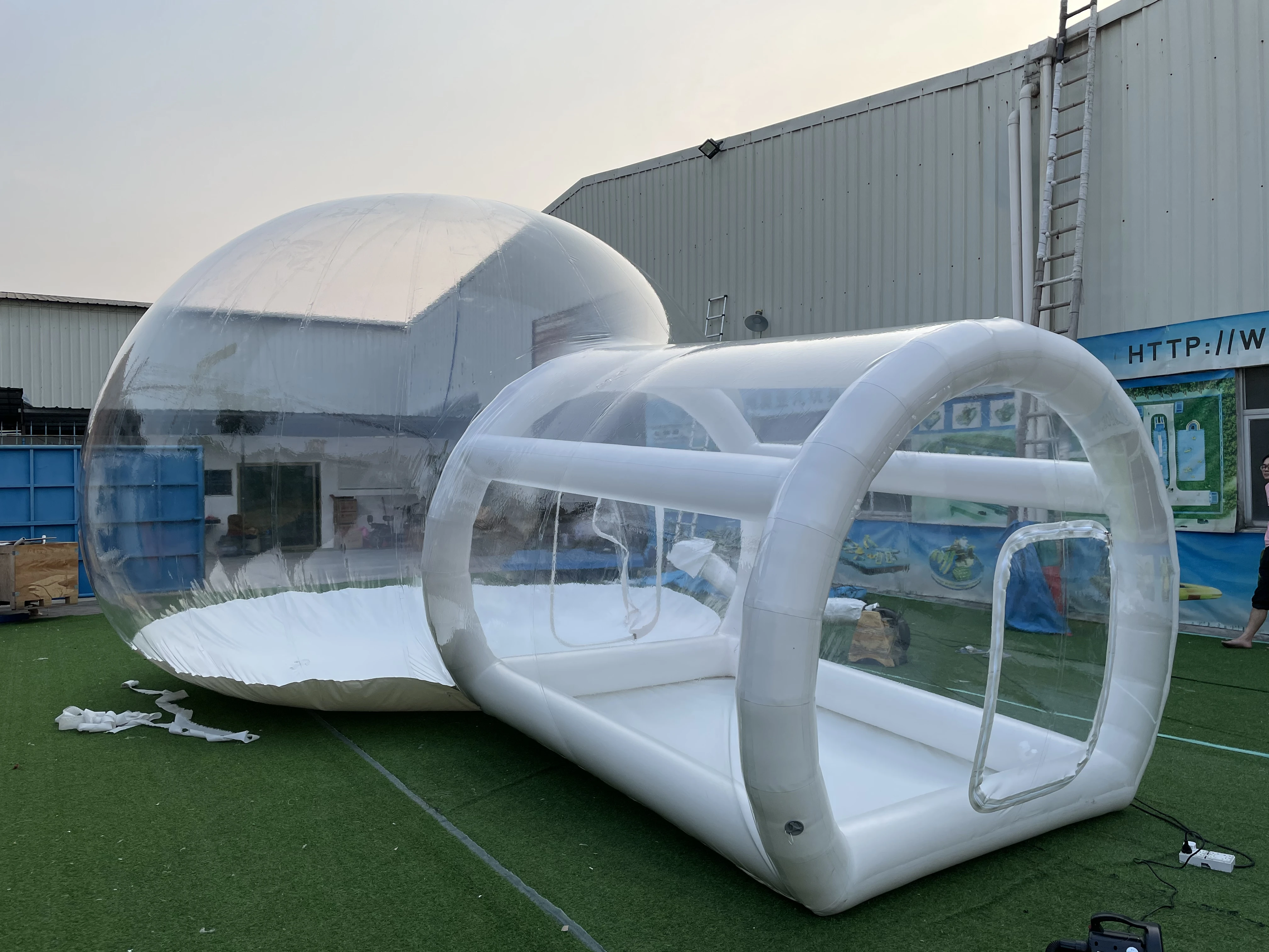 Tienda de campaña inflable para Patios, carpa de burbuja de PVC transparente con forma triangular de lujo para acampar al aire libre