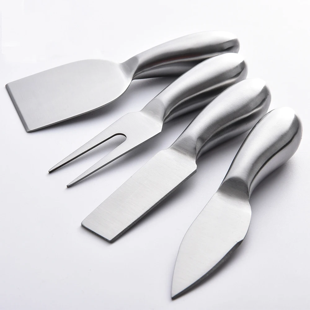 

Jaswehome Food Grade 4pcs Stainless Steel Cheese Knife Set Cheese Slicer Hard Soft Cheese Cutter Spreader Fork Cake Baking Tools