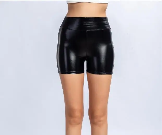 2022 neue PU Leder Shorts frauen Hohe Taille Schwarz Hohe Qualität Kurze Hosen Mit Taschen Lose Beiläufige Shorts