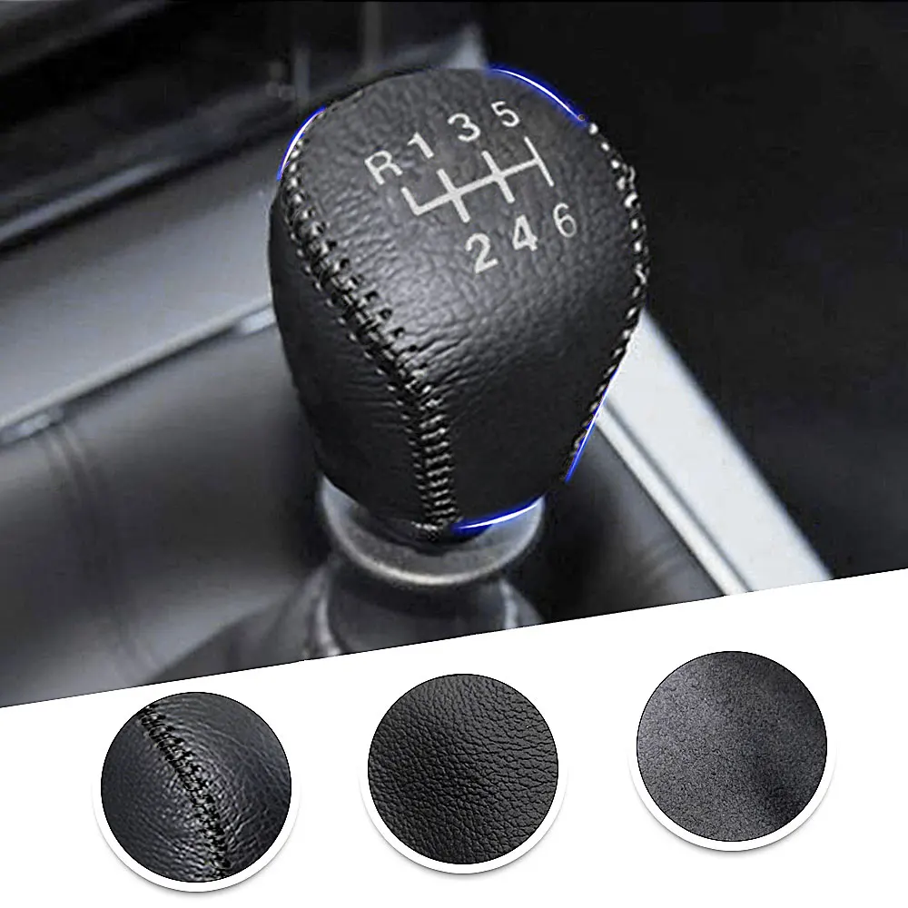 Non-slip Leather Gear Shift Knob Cover MT for Sentra 12-18 Tiida 11-16 X-TRAIL 08-13 6 Speed Manual Shift Lever Red & Black