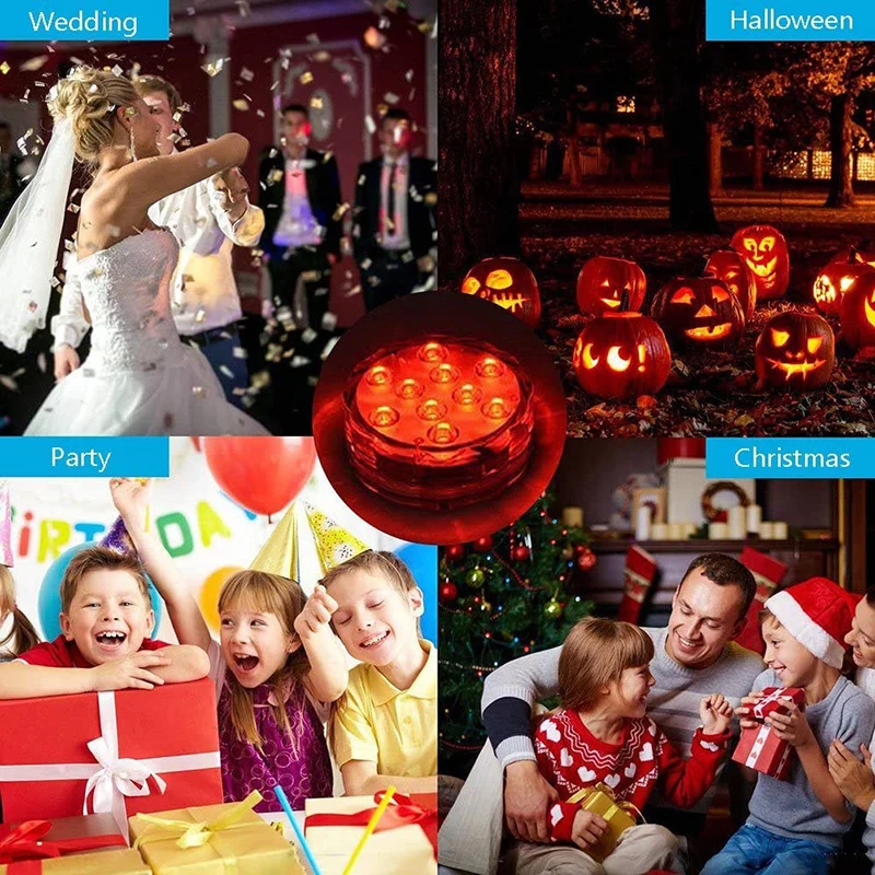 Led24 Key Remote Control Colorful RGB Diving Lamp Luminous Toy Fish Bathtub Lamp Baby Bath Landscape Vase Lamp