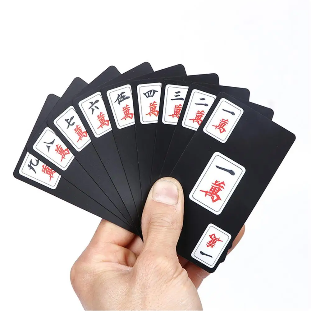 

144PCS Chinese Mahjong Playing Cards Matte Plastic Waterproof Travel Game Pokers Set Accessories for Indoor Outdoor Use