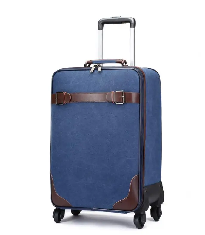 Canvas Travel Trolley Suitcase Rolling Luggage Suitcase Wheeled Baggage Bag 20 Inch Spinner Suitcase Travel Trolley Bags wheels