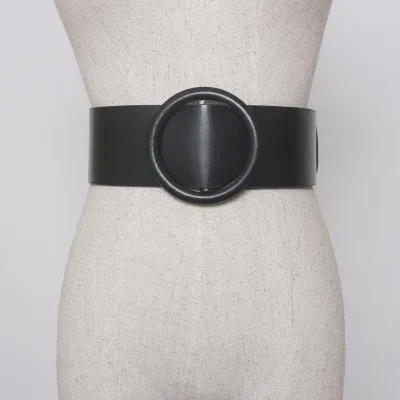 Kleidung zubehör 2020 Neue Frauen Großen Ring Breite Leder Gürtel Für Top Qualität Strap Jeans Feminine Frau Runde Schnalle Gürtel – Detail 15