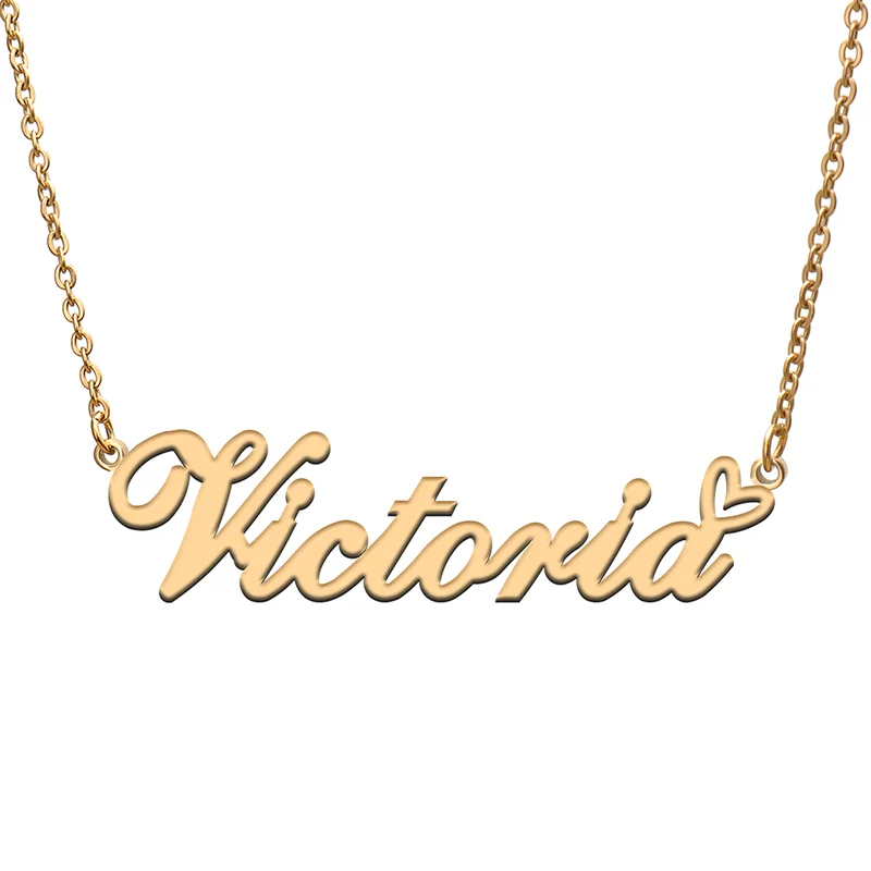 

Victoria Name Tag Necklace Personalized Pendant Jewelry Gifts for Mom Daughter Girl Friend Birthday Christmas Party Present