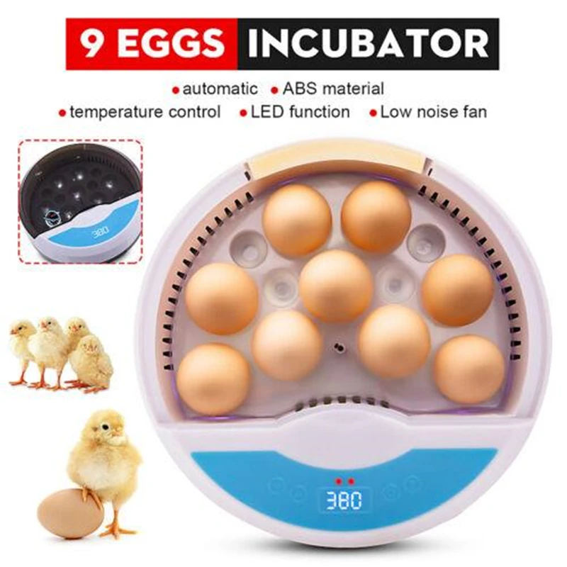 110V/220V Egg Incubator LED Automatic Hatcher Temperature Control Digital Incubator 9 Eggs Mini Brooder Machine Poultry Bird