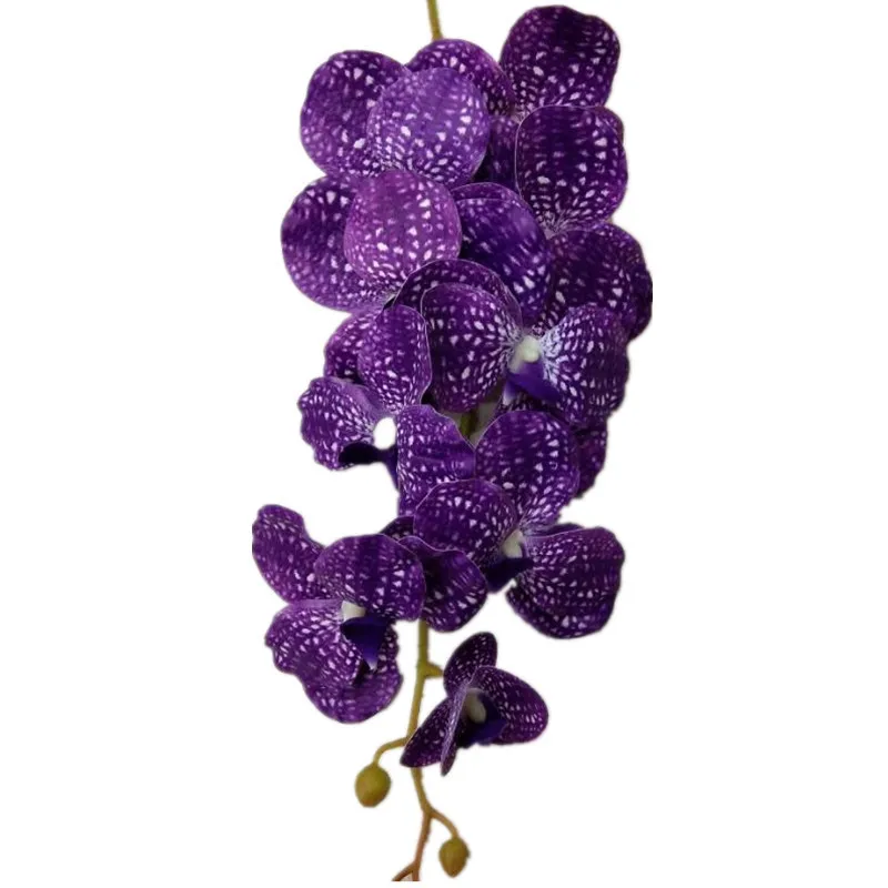 One Artificial Vanda Butterfly Orchid Flowers 9 Heads Real Touch Phalaenopsis for Wedding Centerpieces Home Floral Decoration