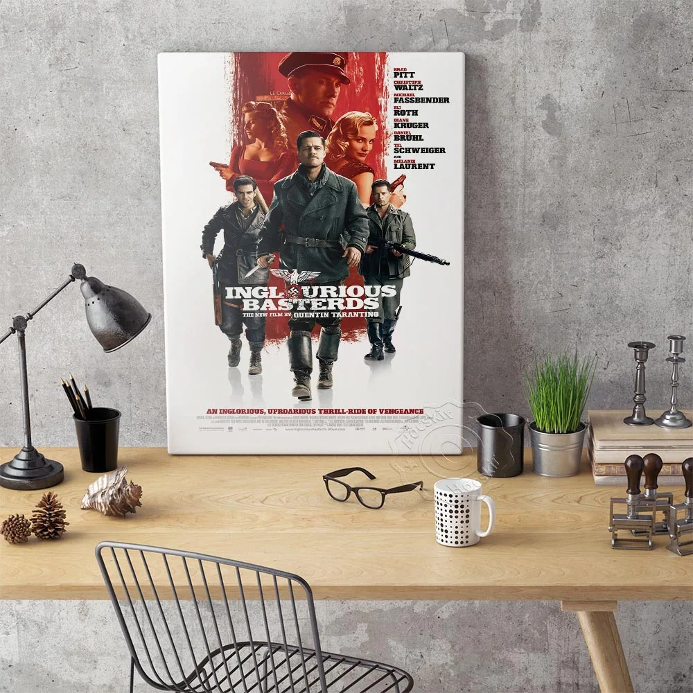 Inglourious Basterds الفيلم الكلاسيكي الرجعية الملصقات جدار الفن اللوحة قماش يطبع صور ديكور غرفة المنزل ملصقات جدار خمر #6