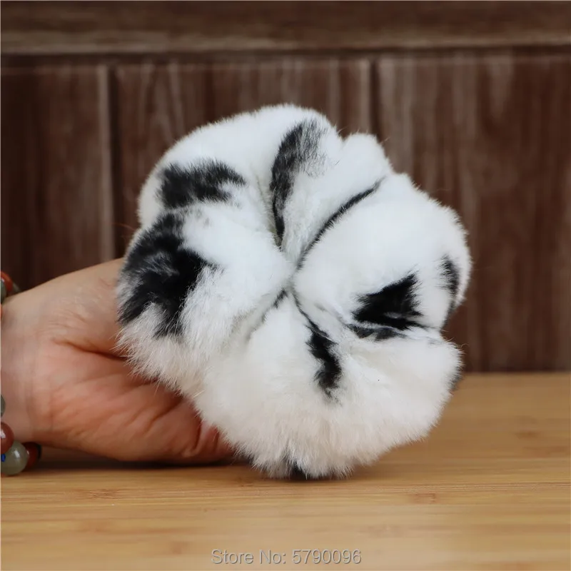 Rex rabbit fur large intestine hair ring adult children hair accessories oversized plush fur headdress wristband dual-use new