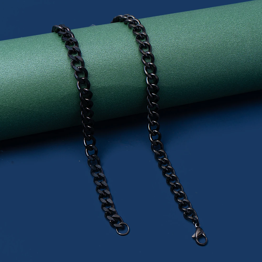 Hip-Hop Kubanische Kettenhalskette für Männer und Frauen, Punk-Stil, 3 bis 7 mm, Edelstahl-Choker-Halskette, Vintage-Schmuckzubehör – Detail 5