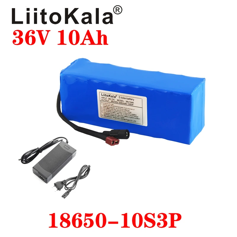 LiitoKala 36 v 10Ah 10S3P 18650 Rechargeable Battery, Modified Bikes, Electric Vehicle Battery Charger li-lon + 36V 2A charger