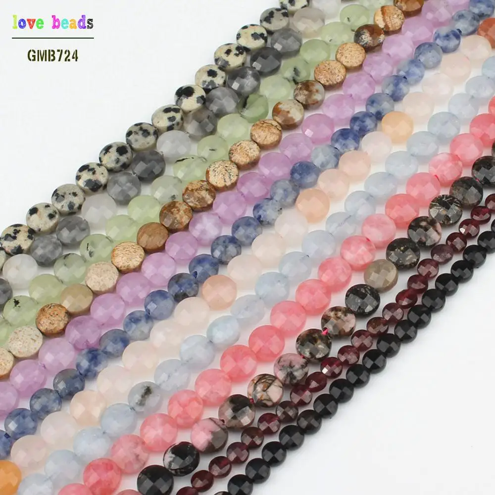 5x6mm Natural Facted Agates Garnets Chalcedony Etc Coin Beads Round Loose Spacer Beads DIY for Jewellery Making 7.5 inch
