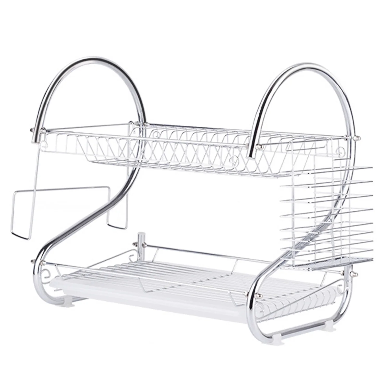 Behogar Dish Drying Rack 2 Tier Stainless Steel Dish Rack with Utensil Holder Cup Holder Dish Drainer for Kitchen Counter Top