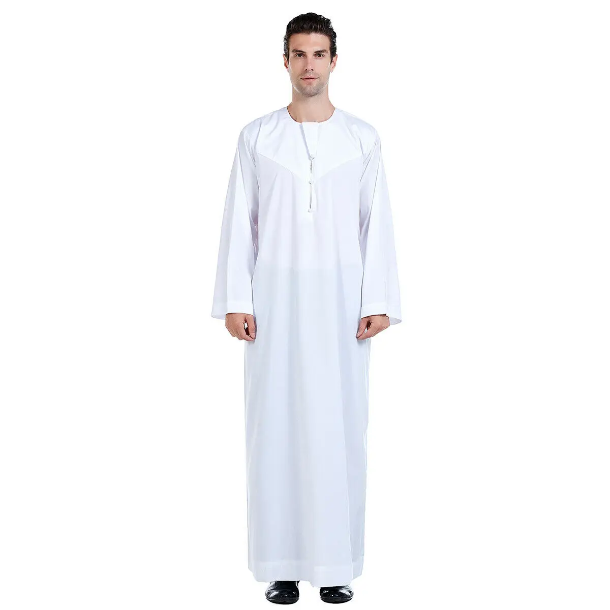 Mannen Thobe Thoub Islamitische Moslim Arabische Kaftan Lange Mouwen Jubba Saudi Arabië Gewaad Daffah Caftan Kleding Abaya Effen Kleur Plus size