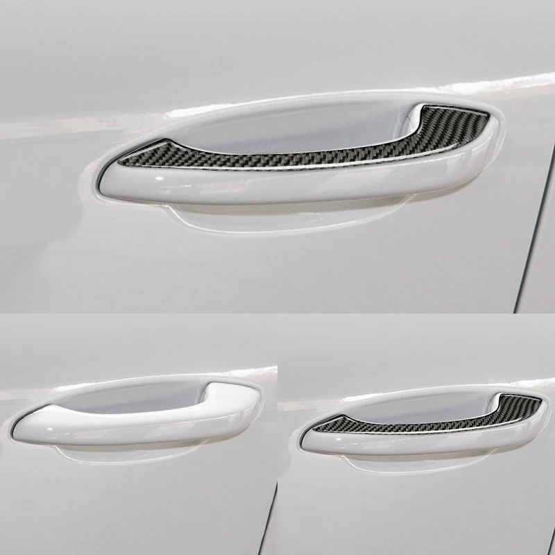 Car Carbon Fiber Style Exterior Door Handle Cover Sticker Trim For Porsche Macan 2014 - 2021 Car Styling