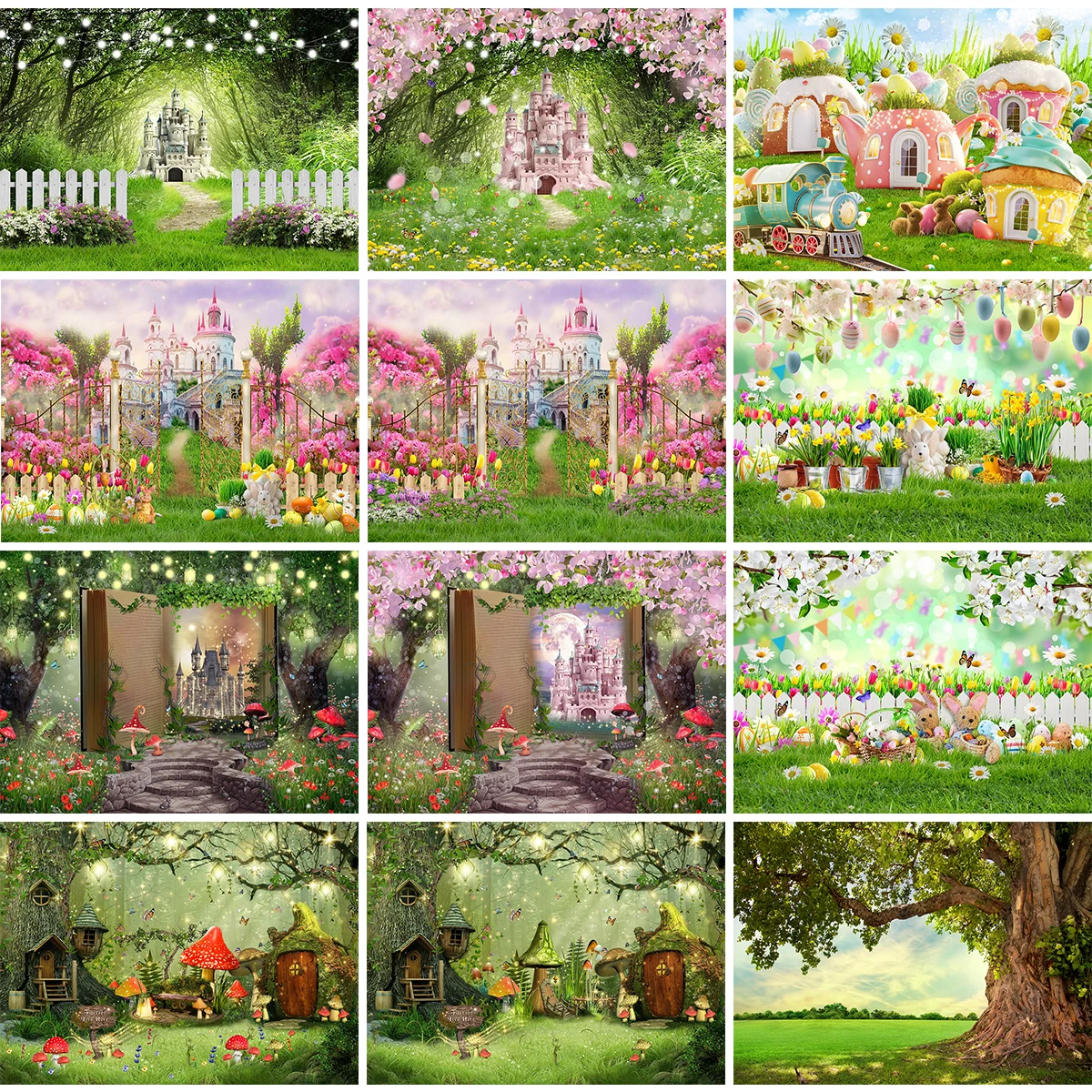 

Spring Forest Backdrop Castle Garden Gril Photography Background Child Baby Cake Smash Banner Birthday Decor Photostudio Banner